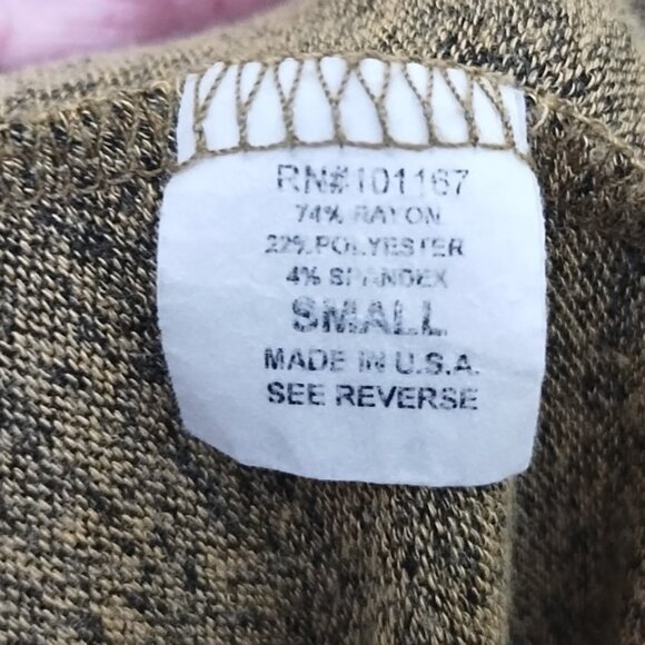 Kim & Cami Lightweight 3/4 Sleeve Dolman Sweater S Camel with Black Specks - Picture 3 of 6